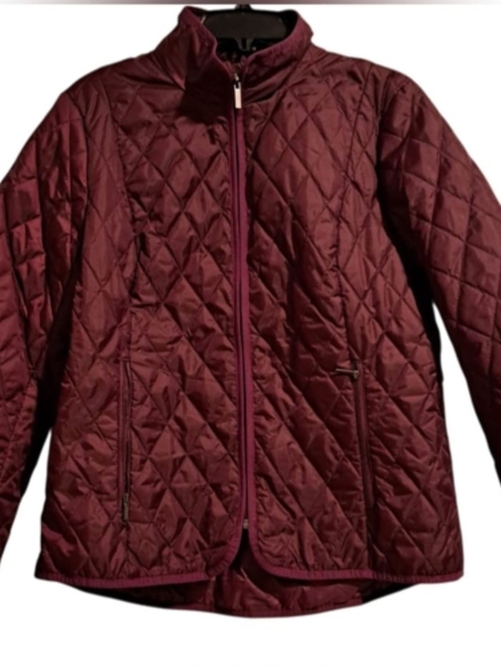 Lands' End Quilted Burgundy Puffer Jacket
